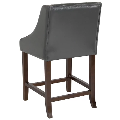 Flash Furniture Carmel Series 24" High Transitional Tufted Walnut Counter Height Stool With Accent Nail Trim 6 Flash Furniture Carmel Series 24" High Transitional Tufted Walnut Counter Height Stool With Accent Nail Trim - Image 6