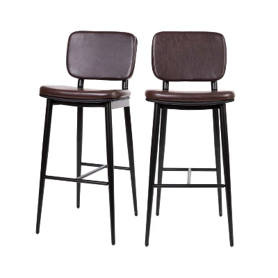 Flash Furniture Kenzie Commercial Grade Mid-Back Barstools - LeatherSoft Upholstery - Iron Frame With Integrated Footrest - Set Of 2 12 Flash Furniture Kenzie Commercial Grade Mid-Back Barstools - LeatherSoft Upholstery - Iron Frame With Integrated Footrest - Set Of 2 - Image 12