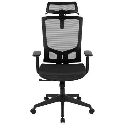 Flash Furniture Ergonomic Black Mesh Office Chair-Synchro-Tilt, Pivot Headrest, Adjustable Arms 2 Flash Furniture Ergonomic Black Mesh Office Chair-Synchro-Tilt, Pivot Headrest, Adjustable Arms - Image 2