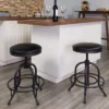 Flash Furniture Rachel 2 Pack 24'' Counter Height Stool With Swivel Lift Black LeatherSoft Seat
