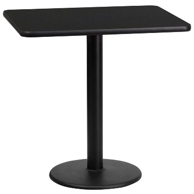 Flash Furniture 24'' X 30'' Rectangular Black Laminate Table Top With 18'' Round Table Height Base 2 Flash Furniture 24'' X 30'' Rectangular Black Laminate Table Top With 18'' Round Table Height Base - Image 2