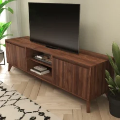Flash Furniture Hatfield Mid-Century Modern TV Stand For Up To 64 Inch TV's - 60 Inch Media Center With Adjustable Center Shelf And Dual Soft Close Doors -Flash Furniture GUEST 043f73c6 f798 4b38 b363 4d8e472c2a9a