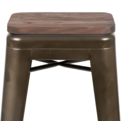 Flash Furniture 30" High Metal Indoor Bar Stool With Wood Seat - Stackable Set Of 4 -Flash Furniture GUEST 04737cb0 01c1 4020 adaf ffa99b15f27d
