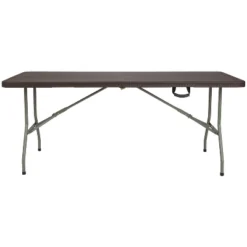 Flash Furniture 6-Foot Bi-Fold Brown Rattan Plastic Folding Table 7 Flash Furniture 6-Foot Bi-Fold Brown Rattan Plastic Folding Table -Flash Furniture GUEST 052737fa fc05 49d8 9bc2 053fd7d6f6db