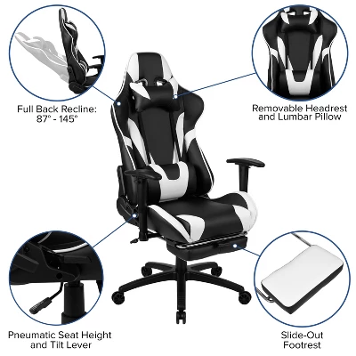 Flash Furniture Gaming Desk And Footrest Reclining Gaming Chair Set - Cup Holder/Headphone Hook/Removable Mouse Pad Top/Wire Management 5 Flash Furniture Gaming Desk And Footrest Reclining Gaming Chair Set - Cup Holder/Headphone Hook/Removable Mouse Pad Top/Wire Management - Image 5