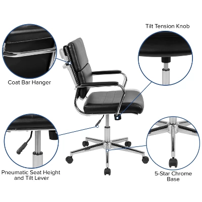 Flash Furniture Mid-Back LeatherSoft Contemporary Panel Executive Swivel Office Chair 12 Flash Furniture Mid-Back LeatherSoft Contemporary Panel Executive Swivel Office Chair - Image 12