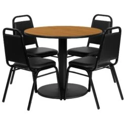 Flash Furniture 36'' Round Laminate Table Set With Round Base And 4 Trapezoidal Back Banquet Chairs 8 Flash Furniture 36'' Round Laminate Table Set With Round Base And 4 Trapezoidal Back Banquet Chairs -Flash Furniture GUEST 08ff9366 ada9 4e48 b68e dedb85068385