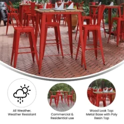 Flash Furniture Declan Commercial Indoor/Outdoor Bar Top Table, 31.5" Square All Weather Poly Resin Top With Steel Base -Flash Furniture GUEST 09437615 872a 4519 ae19 b236c085cccb