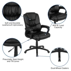 Flash Furniture Flash Fundamentals Big & Tall 400 Lb. Rated LeatherSoft Swivel Office Chair With Padded Arms 22 Flash Furniture Flash Fundamentals Big & Tall 400 Lb. Rated LeatherSoft Swivel Office Chair With Padded Arms -Flash Furniture GUEST 09e01c27 2e4a 45ed 8983 121596d933e5