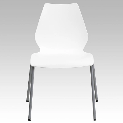 Flash Furniture HERCULES Series 770 Lb. Capacity White Stack Chair With Lumbar Support And Silver Frame 8 Flash Furniture HERCULES Series 770 Lb. Capacity White Stack Chair With Lumbar Support And Silver Frame - Image 8