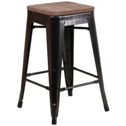 Flash Furniture 24" High Backless Metal Counter Height Stool With Square Wood Seat 26 Flash Furniture 24" High Backless Metal Counter Height Stool With Square Wood Seat -Flash Furniture GUEST 0cd46378 71cc 4ed5 95b6 6ae064073f6a