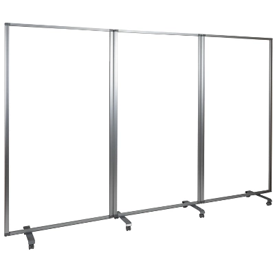 Flash Furniture Transparent Acrylic Mobile Partition With Lockable Casters (3 Sections Included) 4 Flash Furniture Transparent Acrylic Mobile Partition With Lockable Casters (3 Sections Included) - Image 4