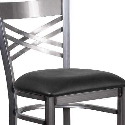 Flash Furniture Clear Coated ''X'' Back Metal Restaurant Barstool 4 Flash Furniture Clear Coated ''X'' Back Metal Restaurant Barstool - Image 4