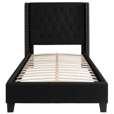 Flash Furniture Riverdale Twin Size Tufted Upholstered Platform Bed In Black Fabric 3 Flash Furniture Riverdale Twin Size Tufted Upholstered Platform Bed In Black Fabric - Image 3