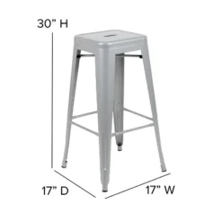 Flash Furniture Cierra Set Of 4 Commercial Grade 30" High Backless Metal Indoor Bar Height Stools With All-Weather Poly Resin Seats -Flash Furniture GUEST 0e567fee 8d54 43cd 8d1b dbc07139408c