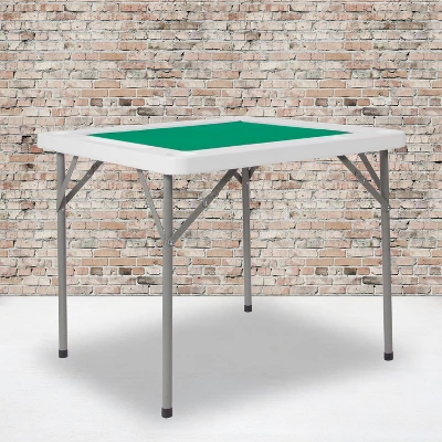 Flash Furniture 34.5" Square 4-Player Folding Card Game Table With Green Playing Surface And Cup Holders 1 Flash Furniture 34.5" Square 4-Player Folding Card Game Table With Green Playing Surface And Cup Holders