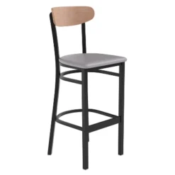 Flash Furniture Wright Commercial Grade Barstool With 500 LB. Capacity Steel Frame, Solid Wood Seat, And Boomerang Back -Flash Furniture GUEST 0e5b1a48 26cc 45fa 8293 54b0a8f209df