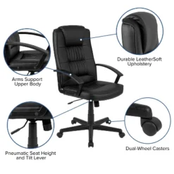 Flash Furniture Biscayne Flash Fundamentals High Back Black LeatherSoft-Padded Task Office Chair With Arms 15 Flash Furniture Biscayne Flash Fundamentals High Back Black LeatherSoft-Padded Task Office Chair With Arms -Flash Furniture GUEST 0fa20531 cb89 4872 bf44 20bd7e1f4fdc