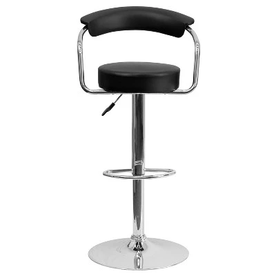 Flash Furniture Contemporary Vinyl Adjustable Height Barstool With Arms And Chrome Base 4 Flash Furniture Contemporary Vinyl Adjustable Height Barstool With Arms And Chrome Base - Image 4