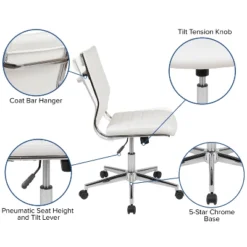 Flash Furniture Mid-Back Armless LeatherSoft Contemporary Ribbed Executive Swivel Office Chair -Flash Furniture GUEST 171b047f b681 4f79 8755 420c8101cfb8