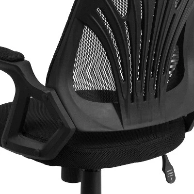 Flash Furniture Mid-Back Designer Black Mesh Swivel Task Office Chair With Open Arms 4 Flash Furniture Mid-Back Designer Black Mesh Swivel Task Office Chair With Open Arms - Image 4