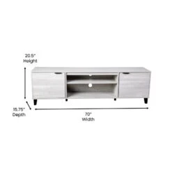 Flash Furniture Nelson 70" Mid Century Modern TV Stand For Up To 60" TV's With Adjustable Shelves And Dual Storage Compartments, Gray -Flash Furniture GUEST 17a04854 e4f3 4531 ba33 dd1d19dcd3b4