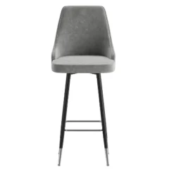 Flash Furniture Shelly Set Of 2 Commercial LeatherSoft Bar Height Stools With Solid Black Metal Frames And Chrome Accented Feet And Footrests -Flash Furniture GUEST 17b5d5c1 d6f2 4484 8687 cb15dfb7feeb