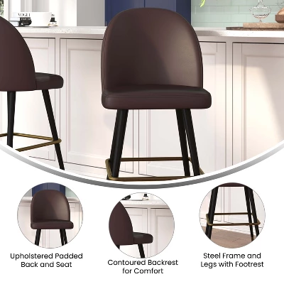Flash Furniture Lyla Commercial Grade Modern Armless Barstools With Contoured Backrest, Steel Frame And Integrated Footrest - Set Of 2 5 Flash Furniture Lyla Commercial Grade Modern Armless Barstools With Contoured Backrest, Steel Frame And Integrated Footrest - Set Of 2 - Image 5