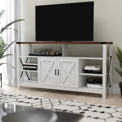 Flash Furniture Wyatt 60" Modern Farmhouse Tall TV Console Cabinet With Storage Cabinets And Shelves For TV's Up To 60" 1 Flash Furniture Wyatt 60" Modern Farmhouse Tall TV Console Cabinet With Storage Cabinets And Shelves For TV's Up To 60"