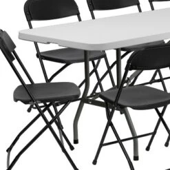 Flash Furniture 8' Bi-Fold Granite White Plastic Event/Training Folding Table Set With 10 Folding Chairs 10 Flash Furniture 8' Bi-Fold Granite White Plastic Event/Training Folding Table Set With 10 Folding Chairs -Flash Furniture GUEST 19bd29ee d6c7 423a bf7b d89a27c4aaf8