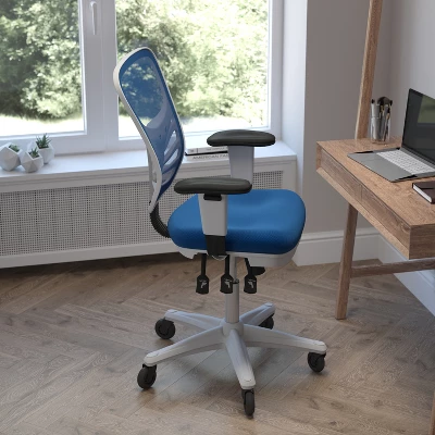 Flash Furniture Nicholas Mid-Back Multifunction Executive Swivel Ergonomic Office Chair With Adjustable Arms And Transparent Roller Wheels 2 Flash Furniture Nicholas Mid-Back Multifunction Executive Swivel Ergonomic Office Chair With Adjustable Arms And Transparent Roller Wheels - Image 2