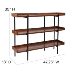 Flash Furniture Mayfair 3 Shelf 35"H Storage Display Unit Bookcase With Black Metal Frame In Rustic Wood Grain Finish 9 Flash Furniture Mayfair 3 Shelf 35"H Storage Display Unit Bookcase With Black Metal Frame In Rustic Wood Grain Finish -Flash Furniture GUEST 1a6ae589 821e 4b82 8848 7dc994fb9ce6