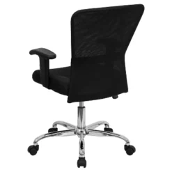 Flash Furniture Mid-Back Black Mesh Contemporary Swivel Task Office Chair With Chrome Base And Adjustable Arms