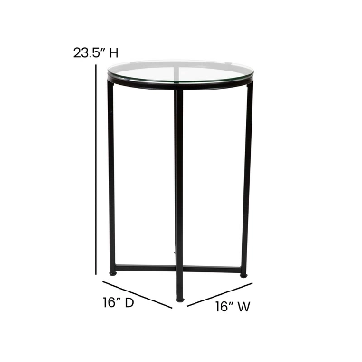 Flash Furniture Greenwich Collection End Table - Modern Clear Glass Accent Table With Crisscross Matte Black Frame 3 Flash Furniture Greenwich Collection End Table - Modern Clear Glass Accent Table With Crisscross Matte Black Frame - Image 3