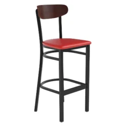 Flash Furniture Wright Commercial Grade Barstool With 500 LB. Capacity Steel Frame, Solid Wood Seat, And Boomerang Back -Flash Furniture GUEST 1b56ec0f e9d7 4fdc 8b36 7f39d9bd49ea