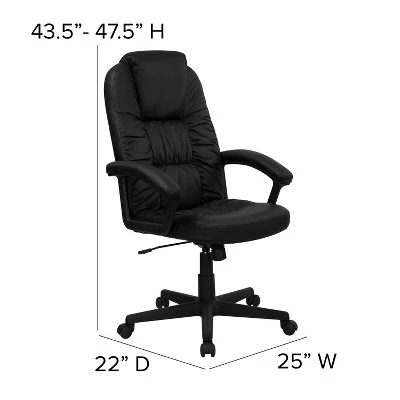 Flash Furniture Hansel High Back Black LeatherSoft Executive Swivel Office Chair With Arms 3 Flash Furniture Hansel High Back Black LeatherSoft Executive Swivel Office Chair With Arms - Image 3