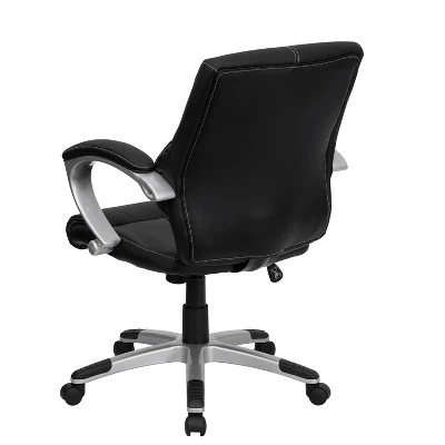 Flash Furniture Bodie Mid-Back Black LeatherSoft Contemporary Swivel Manager's Office Chair With Arms 4 Flash Furniture Bodie Mid-Back Black LeatherSoft Contemporary Swivel Manager's Office Chair With Arms - Image 4