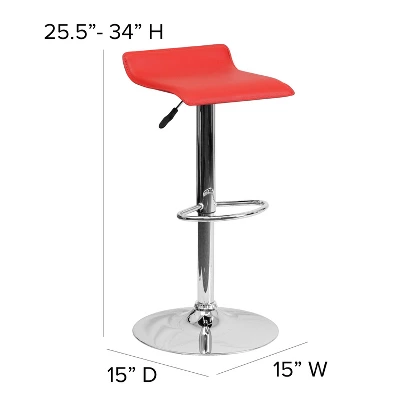Flash Furniture Contemporary Vinyl Adjustable Height Barstool With Solid Wave Seat And Chrome Base 3 Flash Furniture Contemporary Vinyl Adjustable Height Barstool With Solid Wave Seat And Chrome Base - Image 3