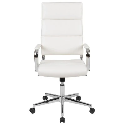 Flash Furniture Hansel High Back White LeatherSoft Contemporary Panel Executive Swivel Office Chair 2 Flash Furniture Hansel High Back White LeatherSoft Contemporary Panel Executive Swivel Office Chair - Image 2