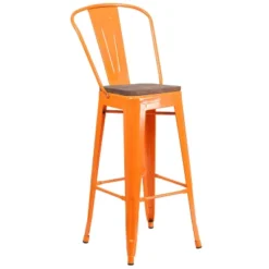 Flash Furniture 30" High Metal Barstool With Back And Wood Seat 27 Flash Furniture 30" High Metal Barstool With Back And Wood Seat -Flash Furniture GUEST 1d9ac070 9a13 47b6 bfd2 c0204f3c0986