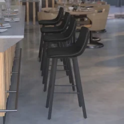 Flash Furniture Caleb Modern Armless 30 Inch Bar Height Commercial Grade Barstools With Footrests And Matte Iron Frames, Set Of 2 -Flash Furniture GUEST 1e33fc2f 708b 4d7e 8966 c0ea0e5e9a7b