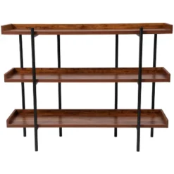 Flash Furniture Mayfair 3 Shelf 35"H Storage Display Unit Bookcase With Black Metal Frame In Rustic Wood Grain Finish 12 Flash Furniture Mayfair 3 Shelf 35"H Storage Display Unit Bookcase With Black Metal Frame In Rustic Wood Grain Finish -Flash Furniture GUEST 1f9a8d20 1101 428f a247 0ac90442e914