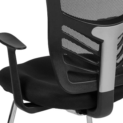 Flash Furniture Black Mesh Side Reception Chair With Chrome Sled Base 7 Flash Furniture Black Mesh Side Reception Chair With Chrome Sled Base - Image 7