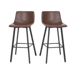 Flash Furniture Caleb Modern Armless 30 Inch Bar Height Commercial Grade Barstools With Footrests And Matte Iron Frames, Set Of 2 -Flash Furniture GUEST 200edd9a 8c39 4153 bf64 116d380f316d