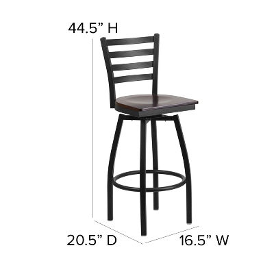 Flash Furniture Black Ladder Back Swivel Metal Barstool 3 Flash Furniture Black Ladder Back Swivel Metal Barstool - Image 3