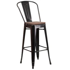 Flash Furniture 30" High Metal Barstool With Back And Wood Seat 31 Flash Furniture 30" High Metal Barstool With Back And Wood Seat -Flash Furniture GUEST 2072c808 4ba0 4942 914b 026f5d46f14c