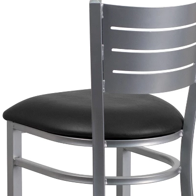 Flash Furniture Silver Slat Back Metal Restaurant Barstool 5 Flash Furniture Silver Slat Back Metal Restaurant Barstool - Image 5