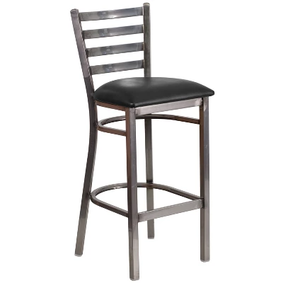 Flash Furniture Clear Coated Ladder Back Metal Restaurant Barstool 11 Flash Furniture Clear Coated Ladder Back Metal Restaurant Barstool - Image 11