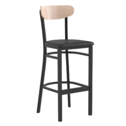 Flash Furniture Wright Commercial Grade Barstool With 500 LB. Capacity Steel Frame, Solid Wood Seat, And Boomerang Back -Flash Furniture GUEST 22584c28 cf58 411b 919b aea2c2c9e4de