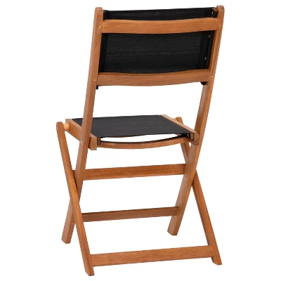 Flash Furniture 2PK All-Weather Acacia Wood Folding Bistro Chairs-Mesh Back/Seat-Natural/Black 8 Flash Furniture 2PK All-Weather Acacia Wood Folding Bistro Chairs-Mesh Back/Seat-Natural/Black - Image 8
